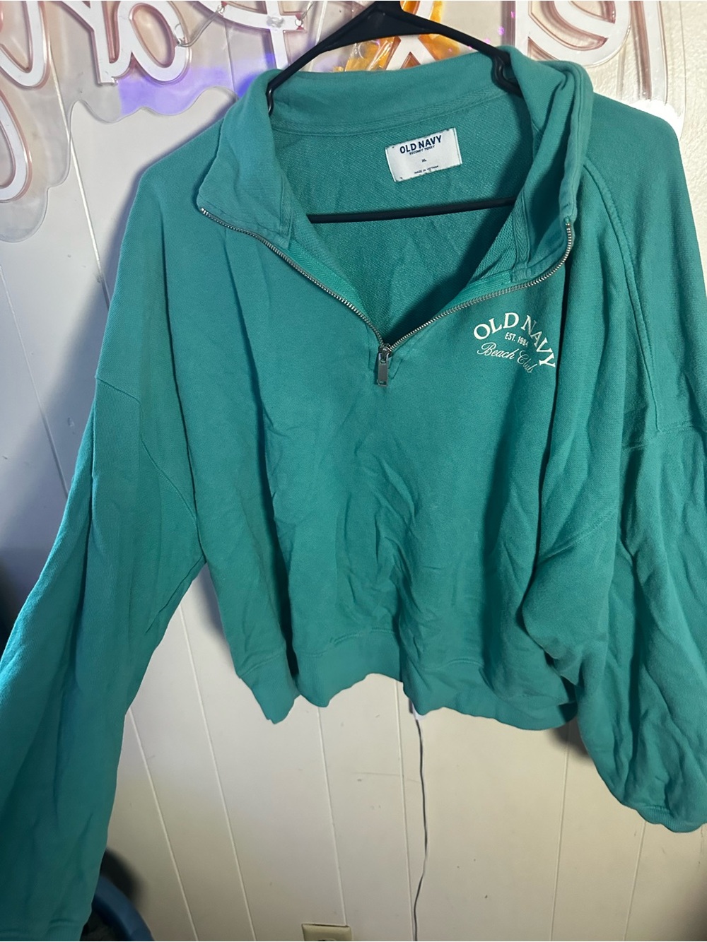 Old Navy Teal Quarter-Zip Pullover Sweatshirt